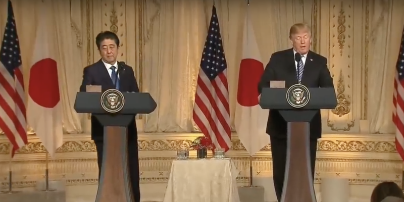 Trump and Abe Hold Joint Conference
