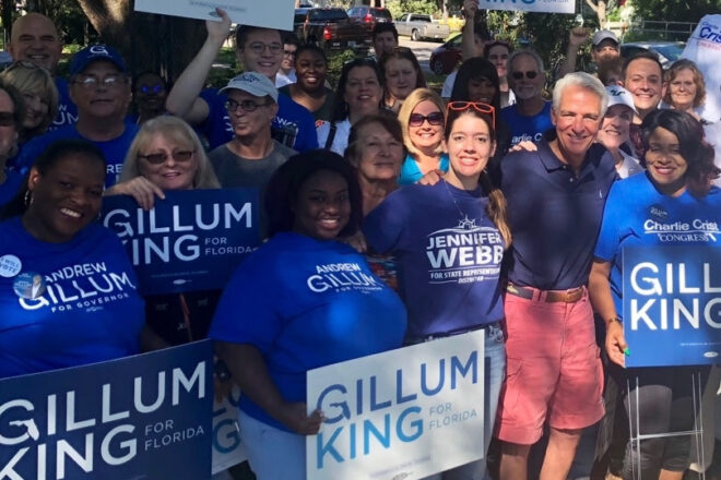 A very relaxed Charlie Crist campaigns for Gillum