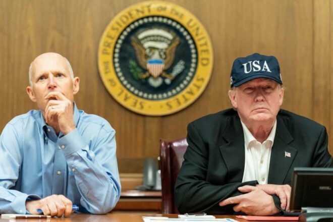 Scott and Trump monitor Hurricane Dorian from FEMA HQ