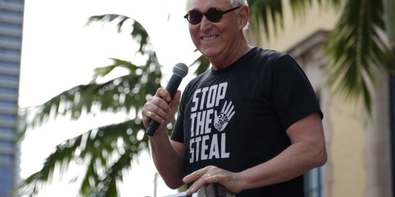 Roger Stone leads 'NO JUSTICE! NO PEACE!' chant at 'Stop the Steal' rally
