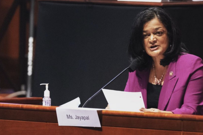 Maskless Jayapal blames Republicans for her testing positive for COVID-19 during Capitol riot