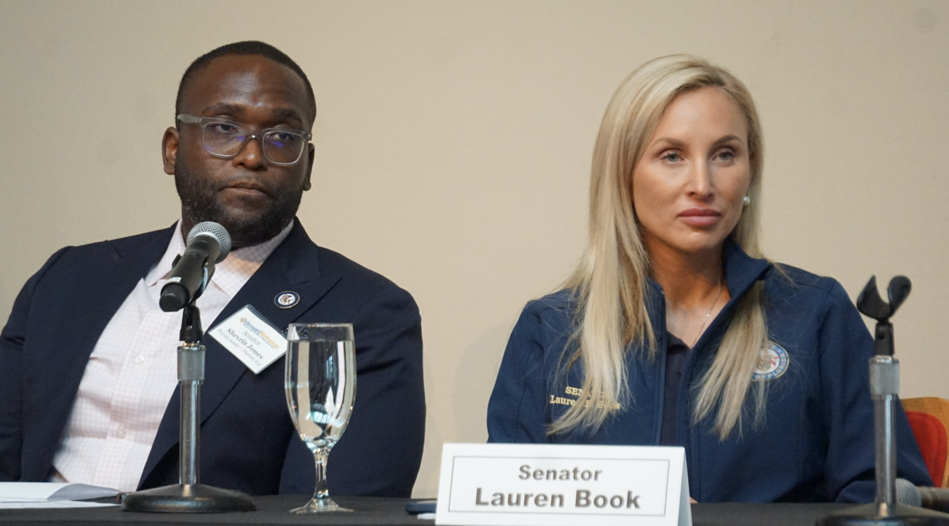 Sens. Shevrin Jones and Lauren Book