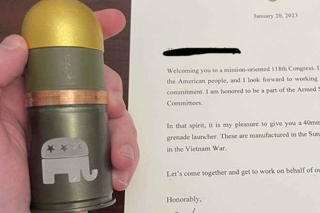 House Republican Cory Mills Passes out Grenades to House Members